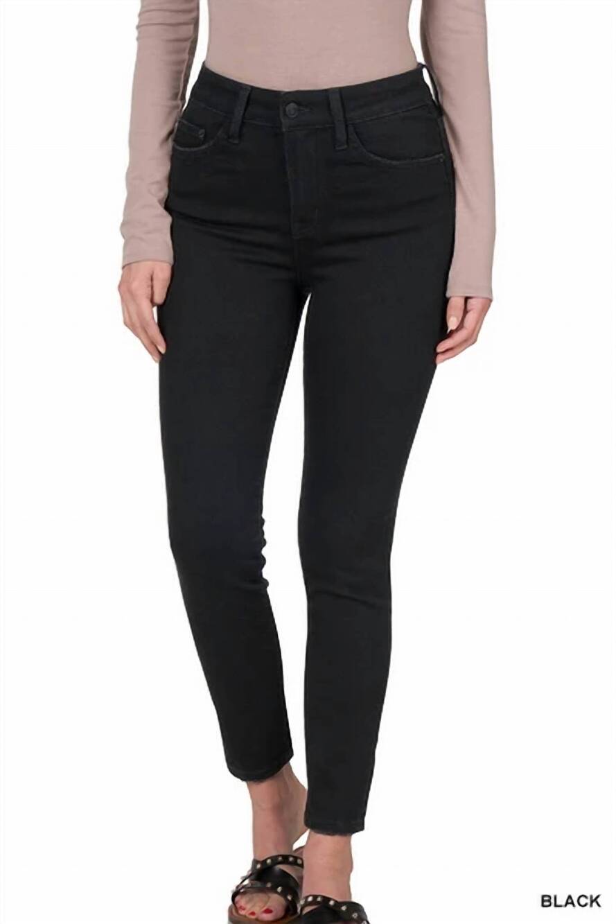 NEW ZENANA women's high-rise ankle skinny denim pants in black